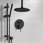 Remer SFR88 Matte Black Ceiling Rain Shower System with Handheld, Rainfall Shower Head, Shower Faucet Set